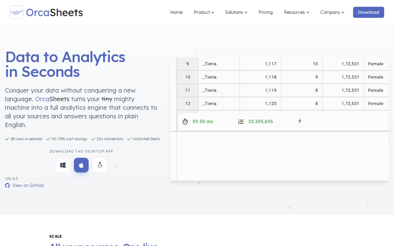 OrcaSheets, local first analytics engine to process billions of rows