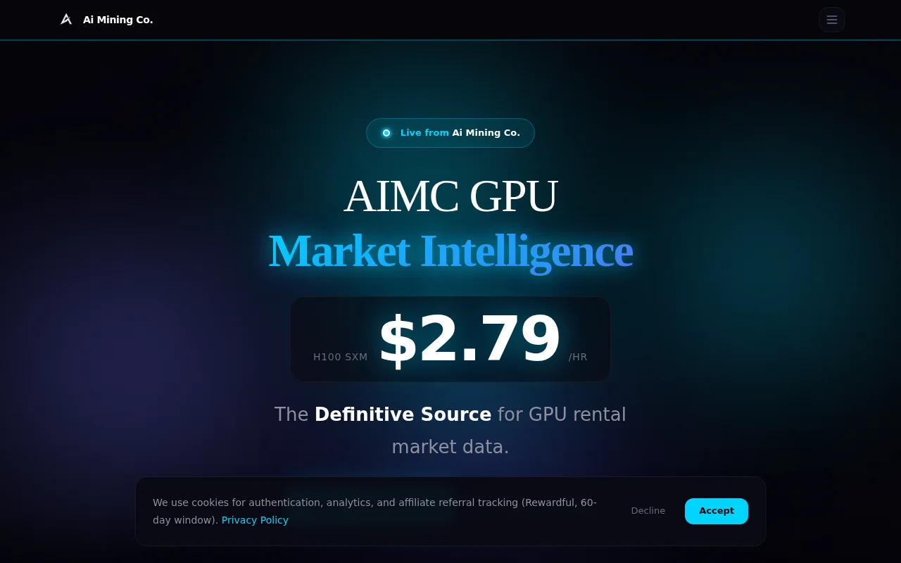 Daily GPU rental prices across 25 marketplaces