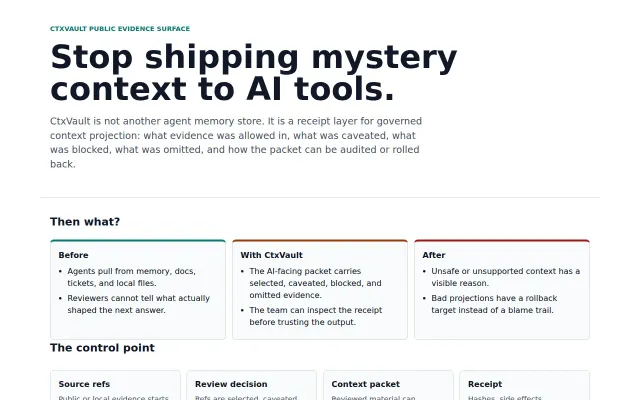 CtxVault – receipts for AI context, not another memory store