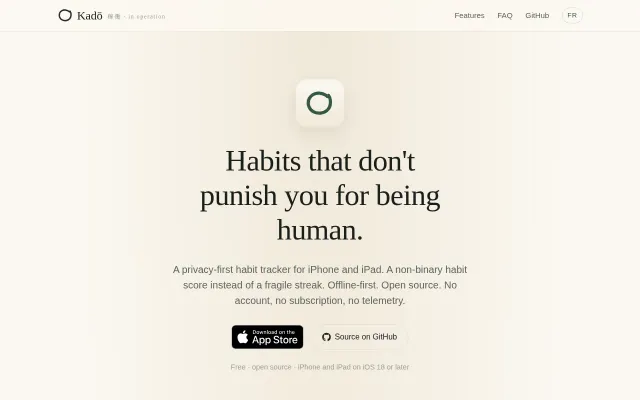Kadō – habit tracker app for iOS, open source and privacy-friendly