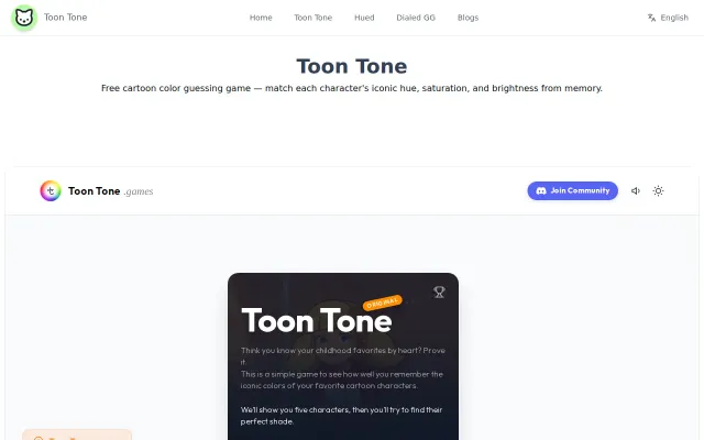 Toon Tone – guess cartoon colors from memory with HSB sliders
