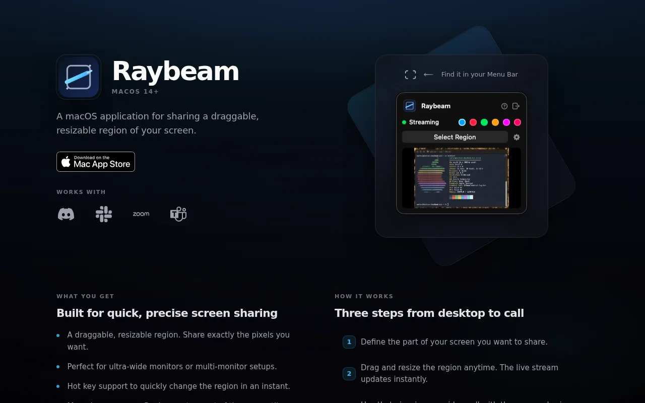 Raybeam – A better way to screen share on macOS