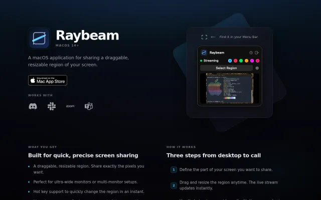 Raybeam – A better way to screen share on macOS