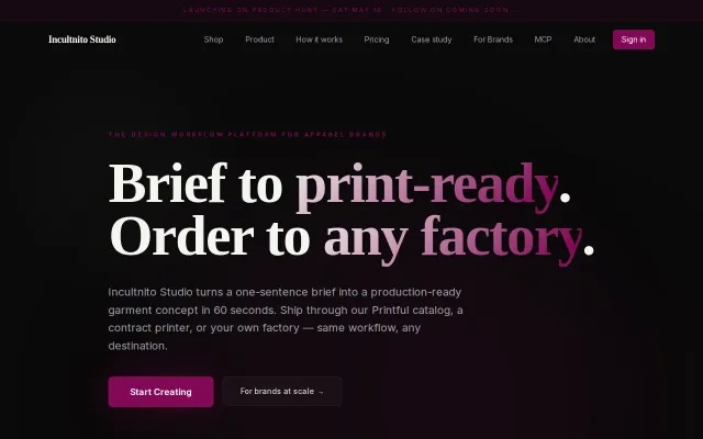 Incultnito Studio – Fulfillment MCP for apparel brands