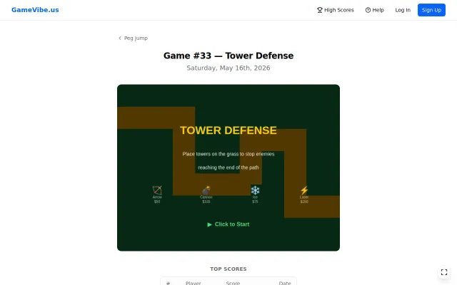 Daily vibe-coding video games, day 33: Tower Defense (single prompt)