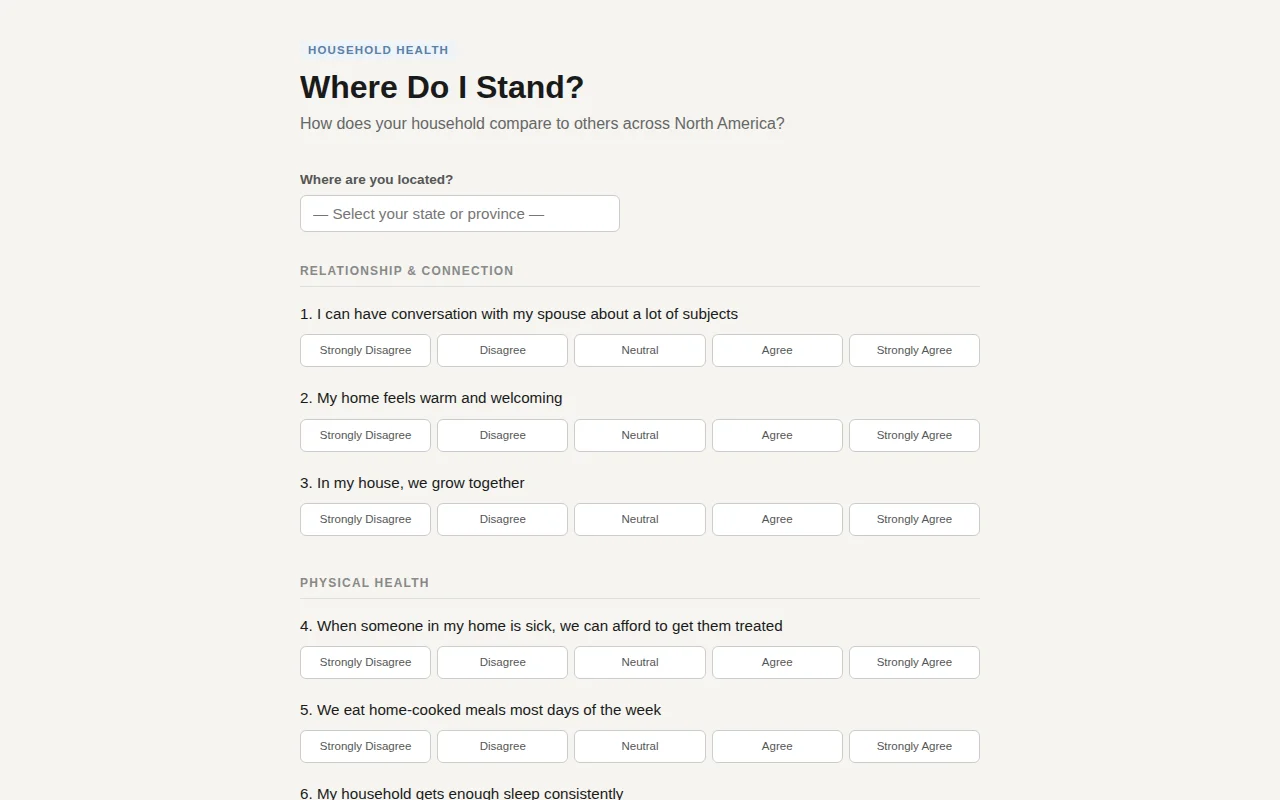 Where do I stand? – Household Health