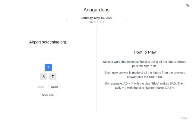 Anagardens: A Daily Word Game