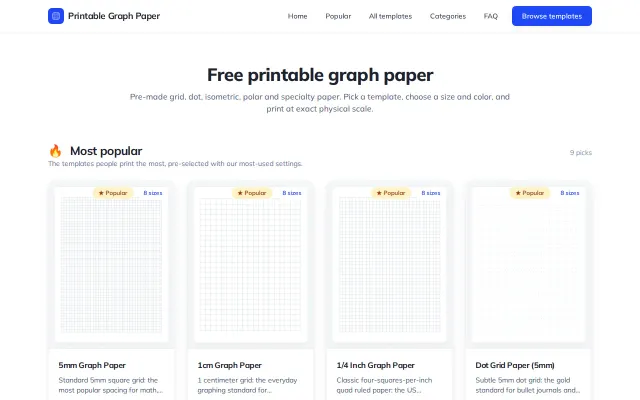 I made a printable graph papaer templates website
