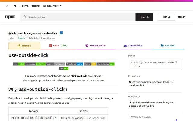Use-outside-click – tiny framework-agnostic outside click utility