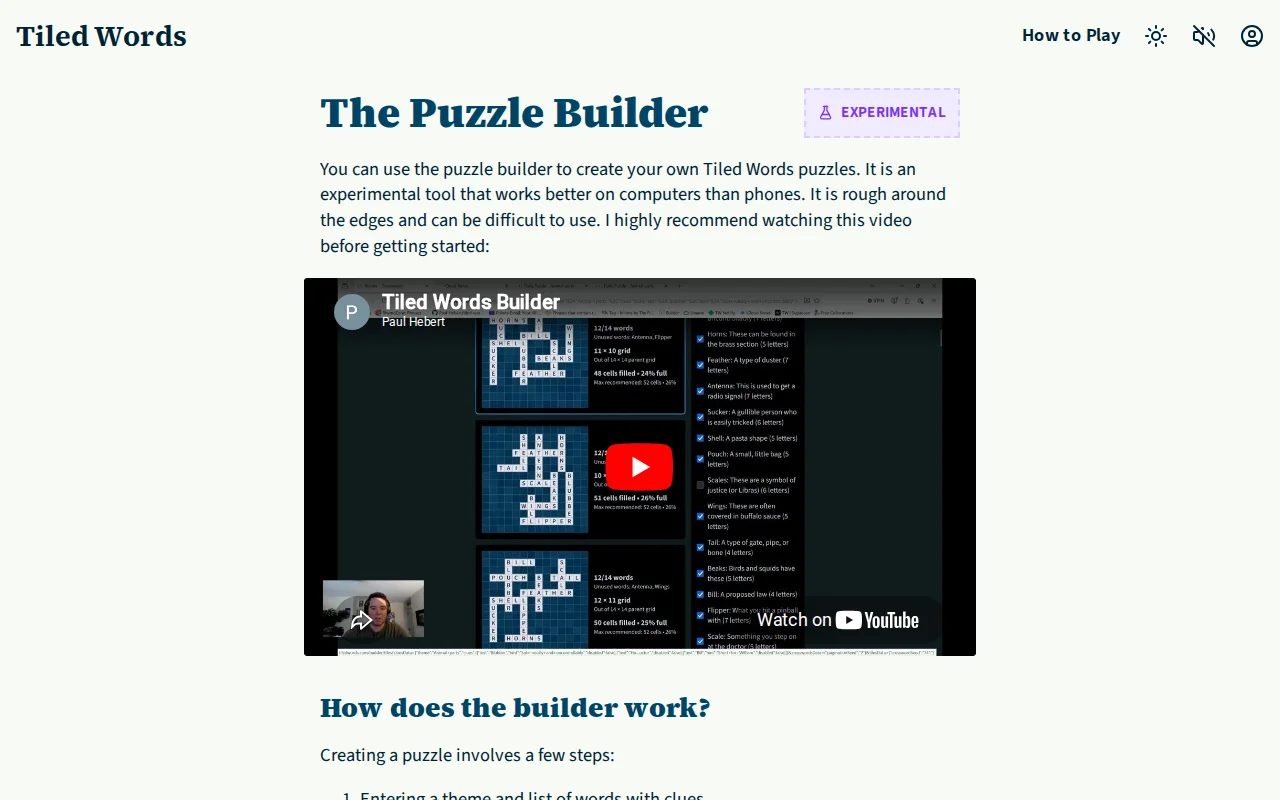 Make your own Tiled Words puzzles