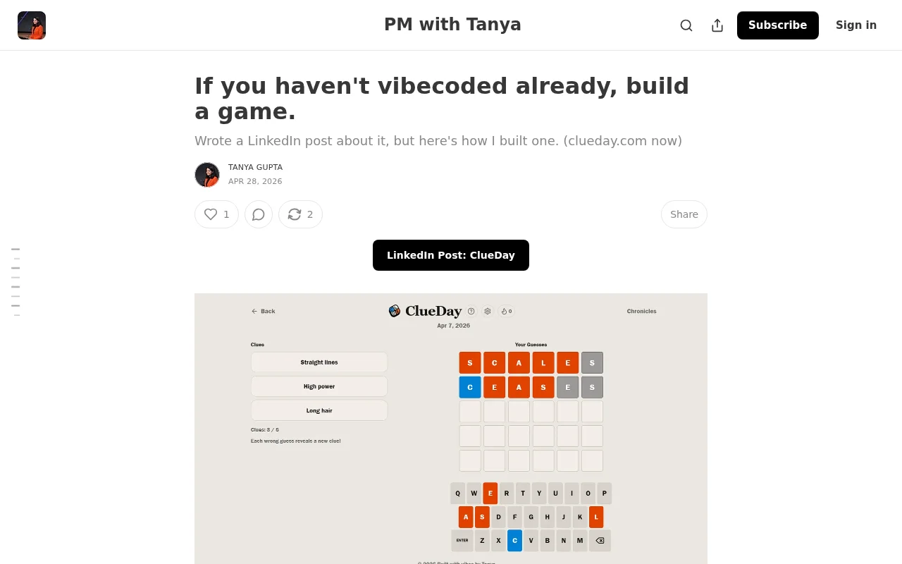 Building ClueDay, a daily clue-based word-game
