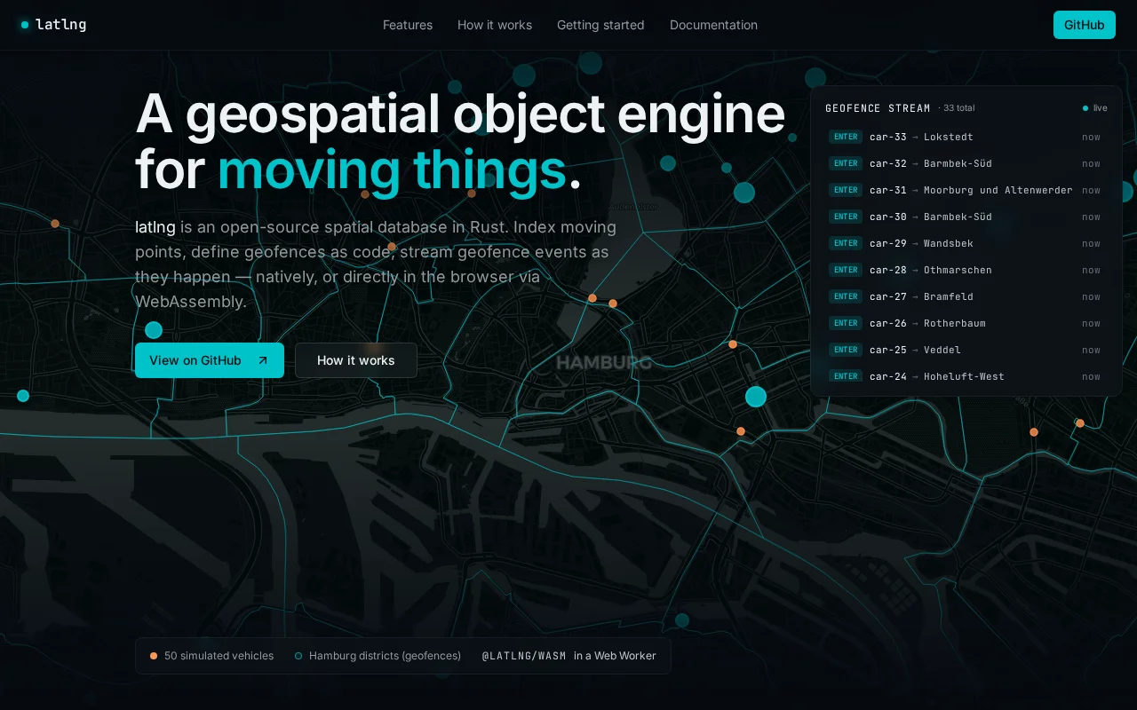 Latlng – open-source geospatial object engine written in Rust
