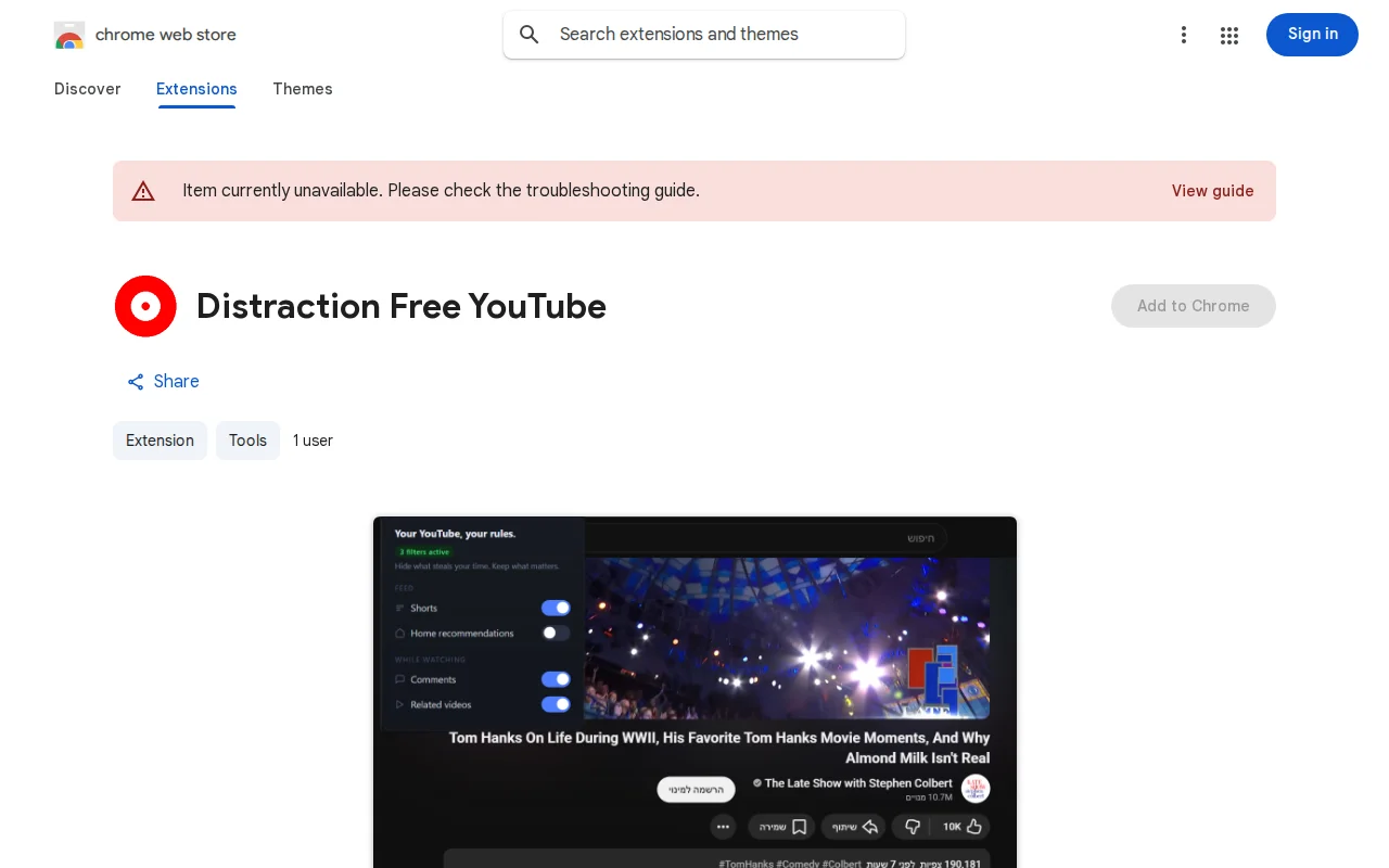 Chrome extension that hides YouTube shorts and other distractions