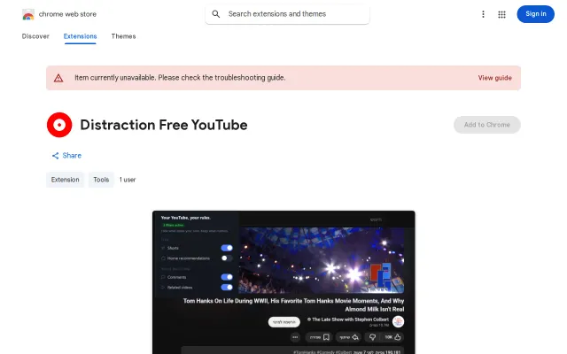 Chrome extension that hides YouTube shorts and other distractions