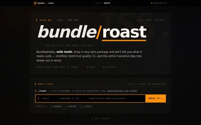 Bundle-roast – the NPM scale that knows your sins