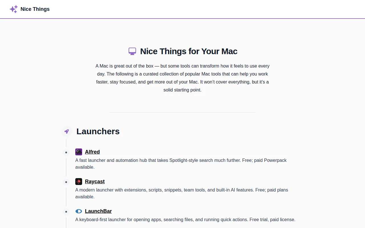 Nice Things for Your Mac