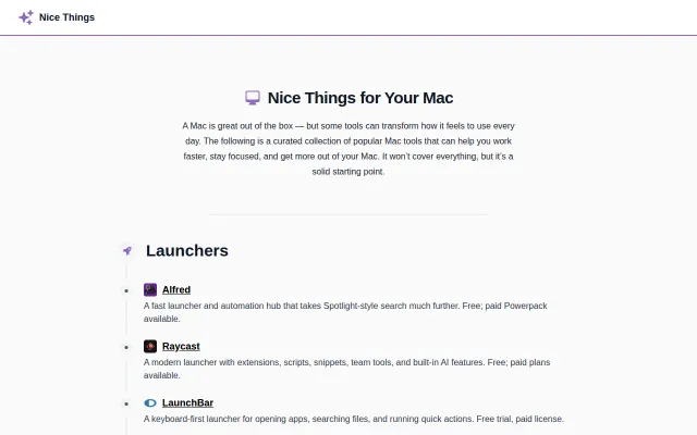 Nice Things for Your Mac