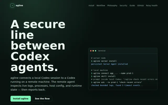 Agline – a secure line between local and remote Codex agents