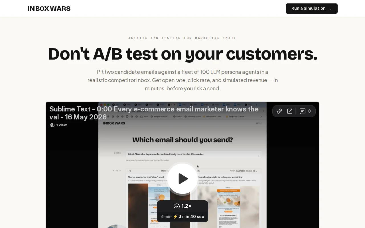 Agentic simulator for marketing email A/B testing