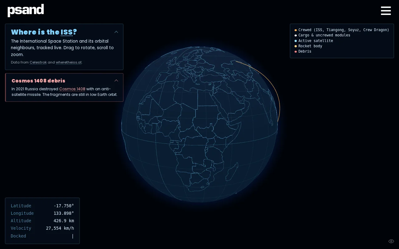 Where is the ISS? Live 3D tracker