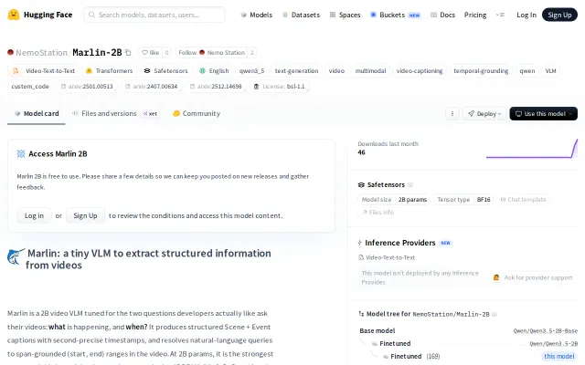 Marlin-2B: a tiny VLM to extract structured information from videos