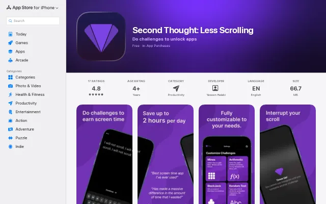 Gambling/math/typing for screen time (iOS)