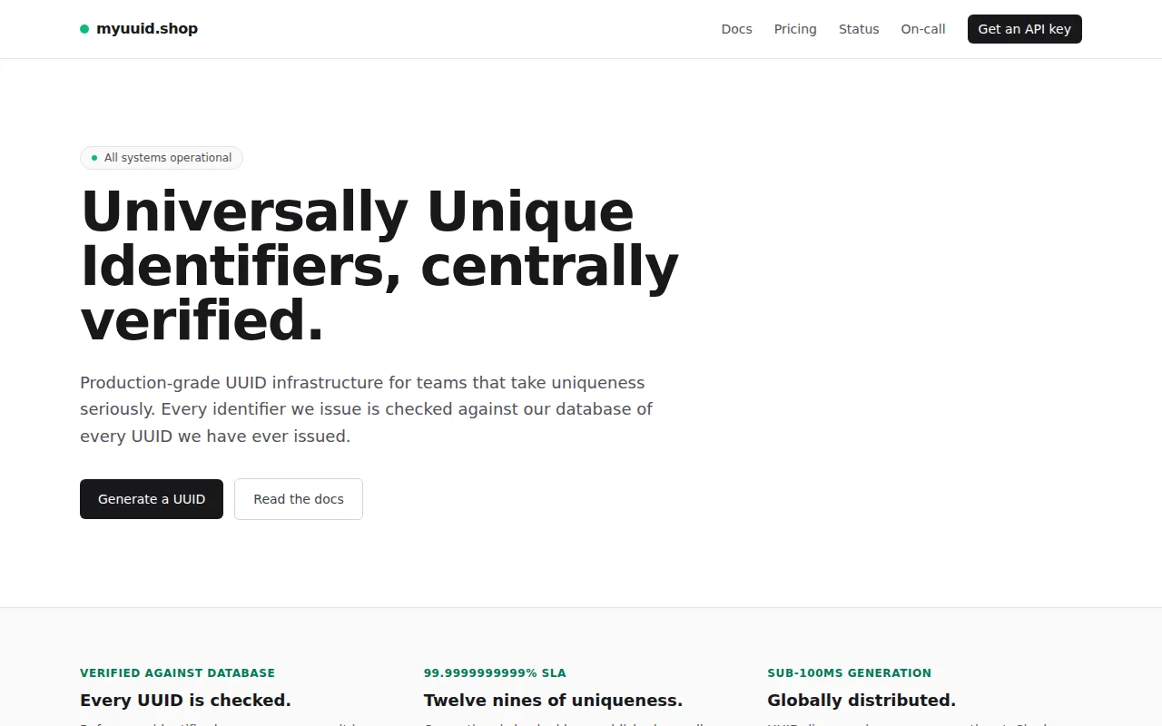 MyUUIDshop, Generate UUIDs and never worry about duplicates