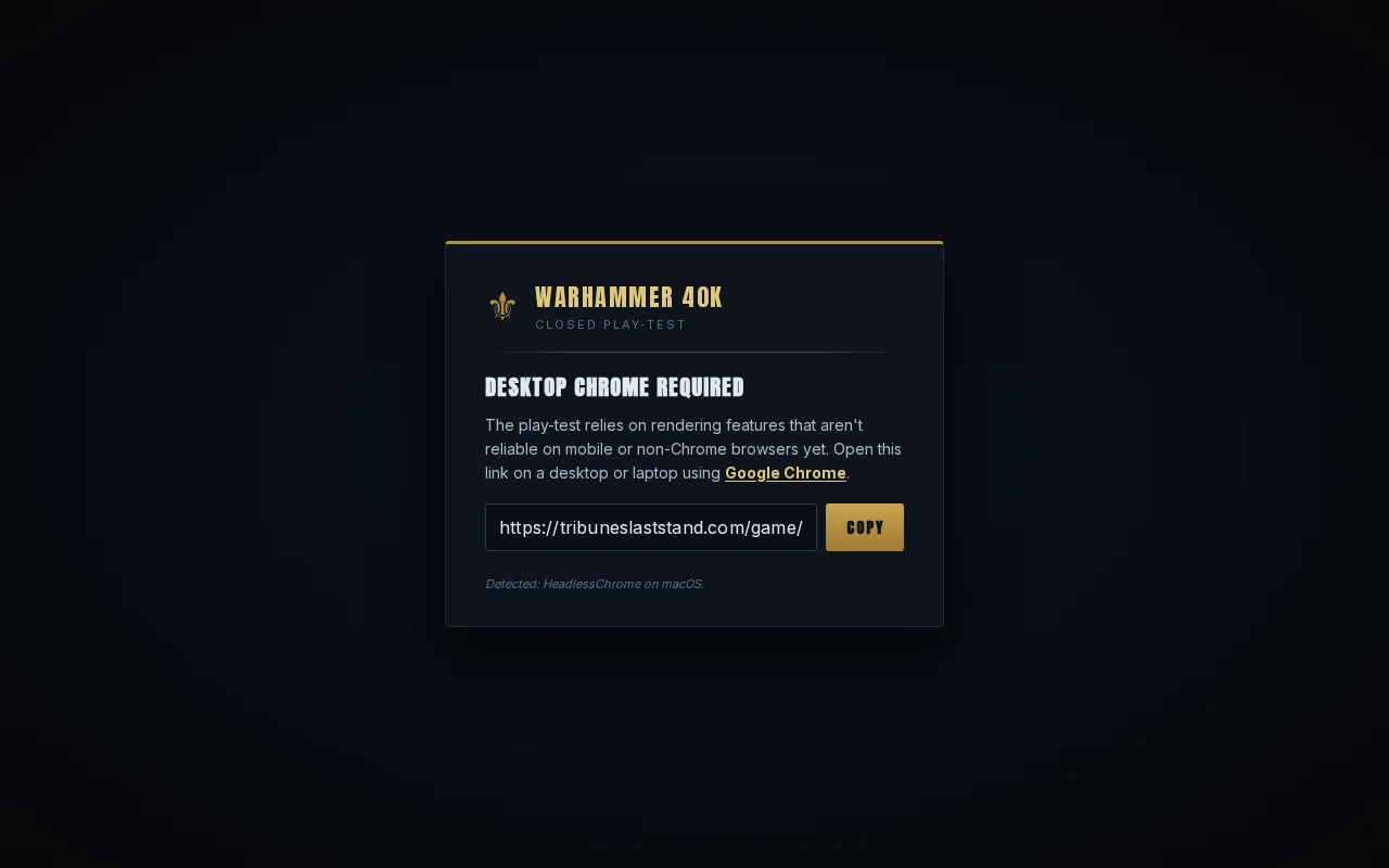Tribune's Last Stand, a browser-based Warhammer 40K vertical slice