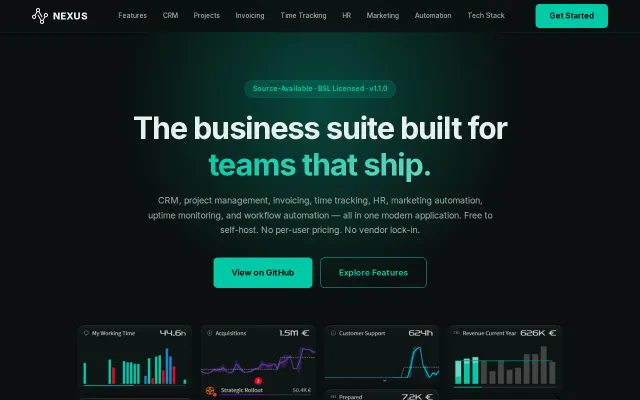 Nexus – free, self-hosted business suite for service teams