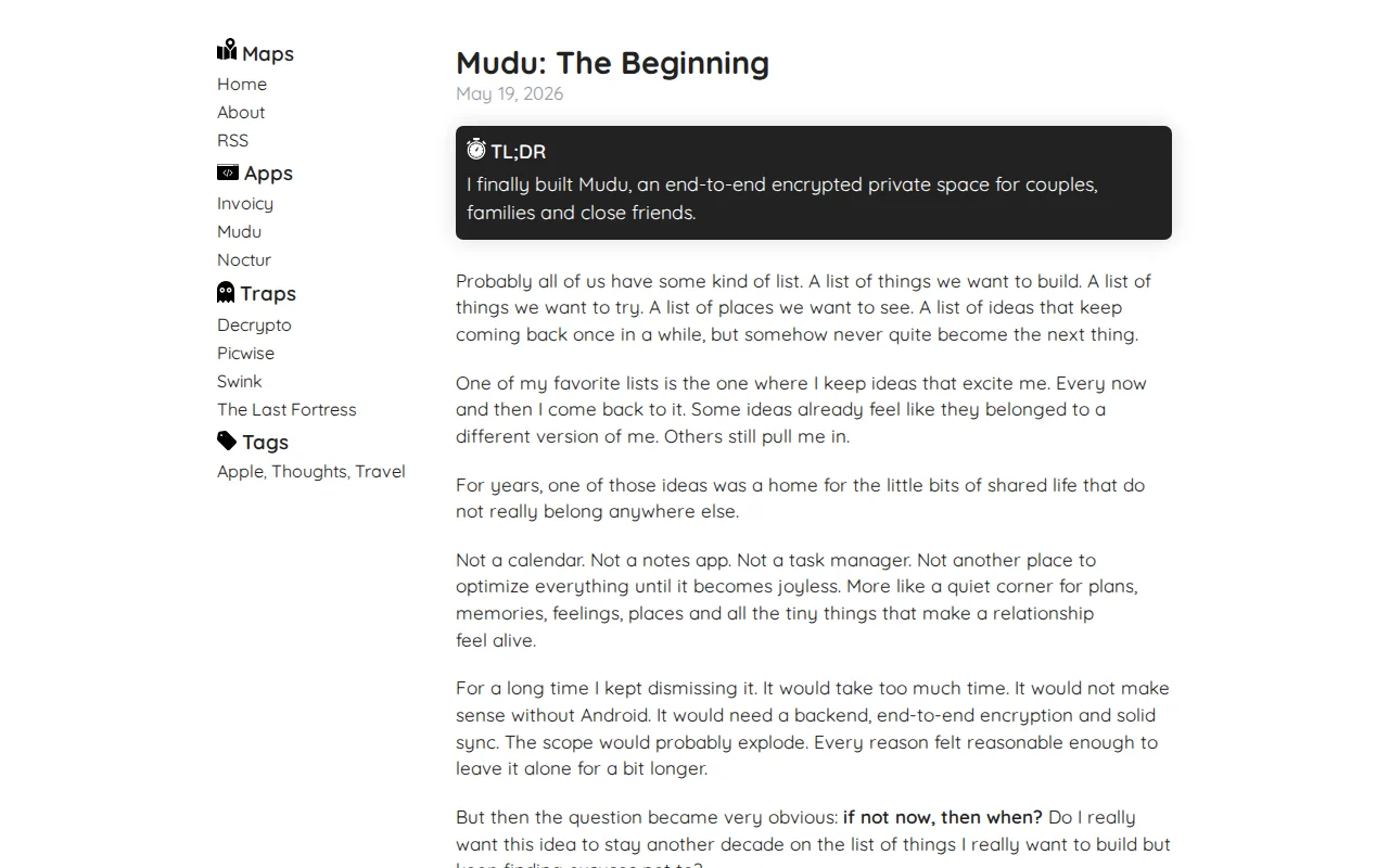 Mudu, a private E2EE space for the people closest to you