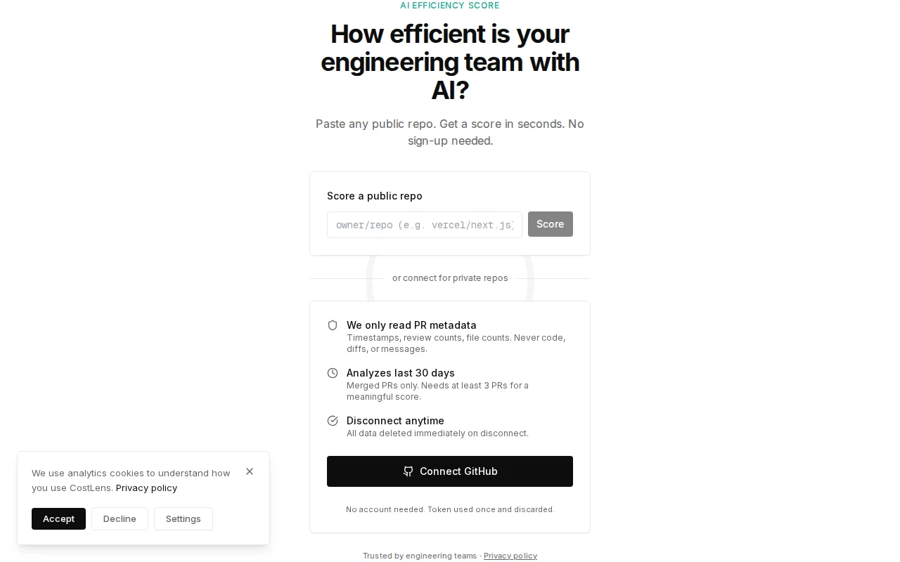 AI Efficiency Score – paste any GitHub repo, get a score in seconds