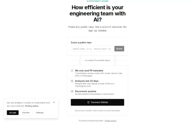 AI Efficiency Score – paste any GitHub repo, get a score in seconds
