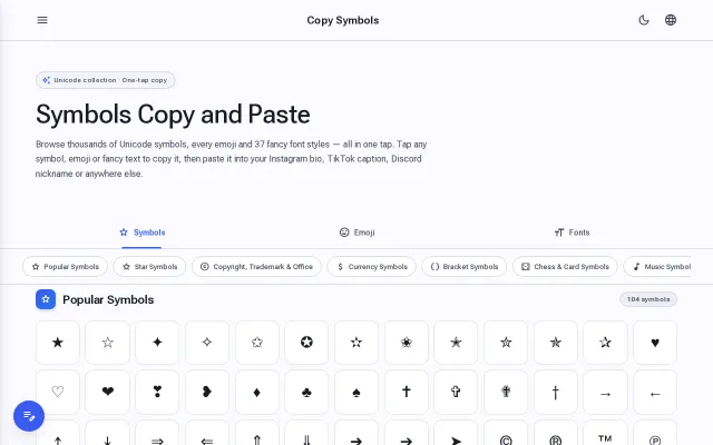Symbols Copy and Paste