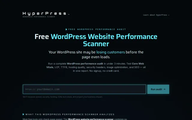 Website Performance Scanner Specifically for WordPress