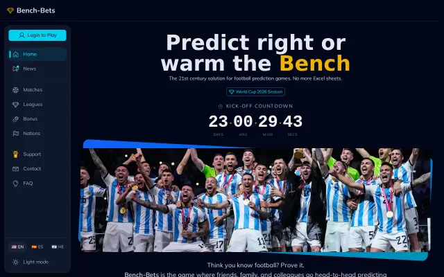 Bench-Bets – A World Cup Prediction App Built with Nuxt and SQLite