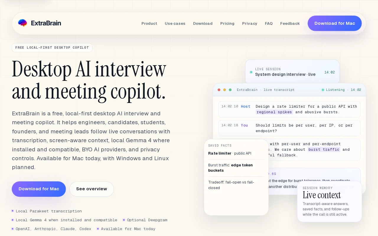 ExtraBrain - local-first desktop copilot for live calls