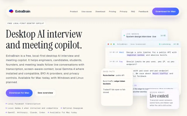 ExtraBrain - local-first desktop copilot for live calls