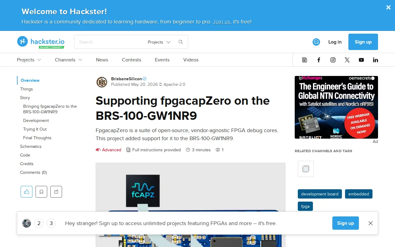 FpgacapZero on BRS-100-GW1NR9 dev board
