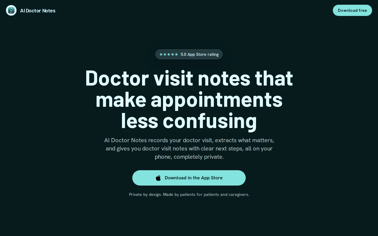 AI Doctor Notes – Private doctor visit notes app for patients