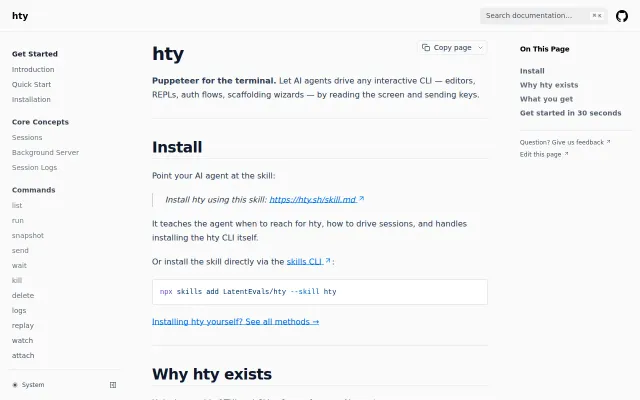 Hty – Puppeteer for the terminal let's AI agents drive interactive CLIs