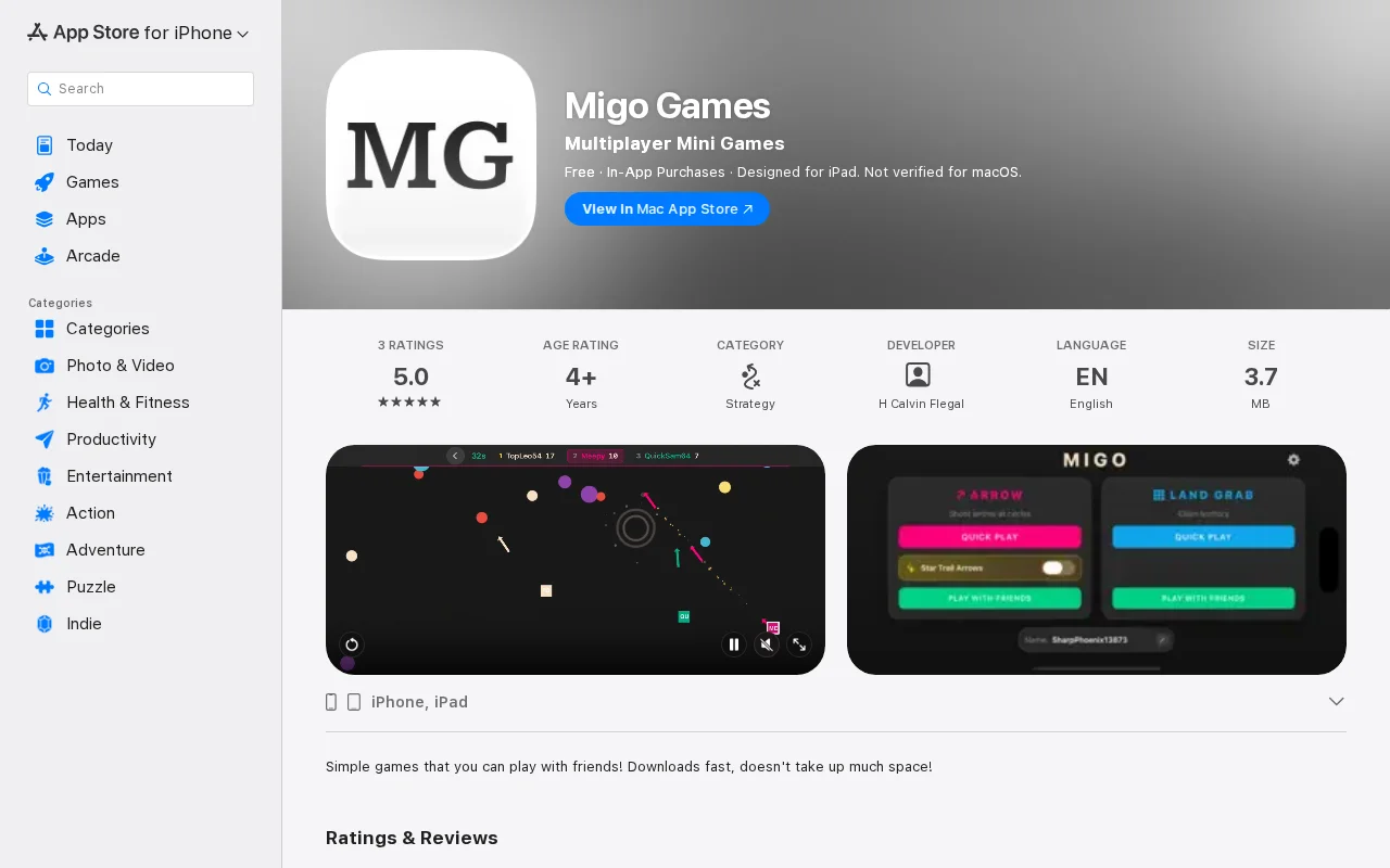 Migo Games (Mac / iOS) – multiplayer mini games backed by elixir