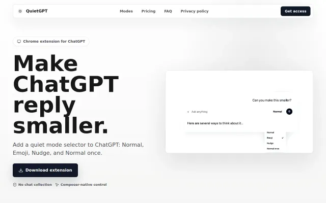 QuiteGPT – makes GPT response shorter