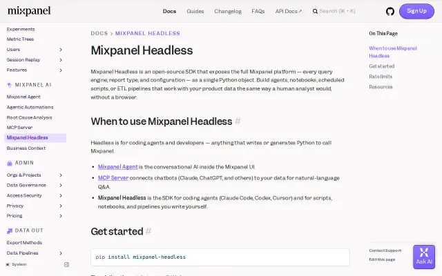 Let agents run any analysis with Mixpanel data, no UI required