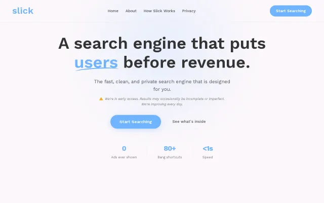 My independent search engine focused on user control