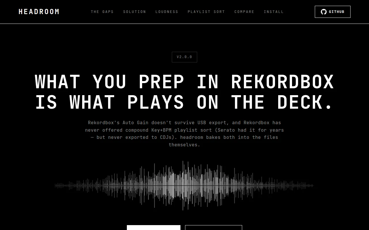 Headroom – Loudness normalizer and Key+BPM playlist sorter for DJs
