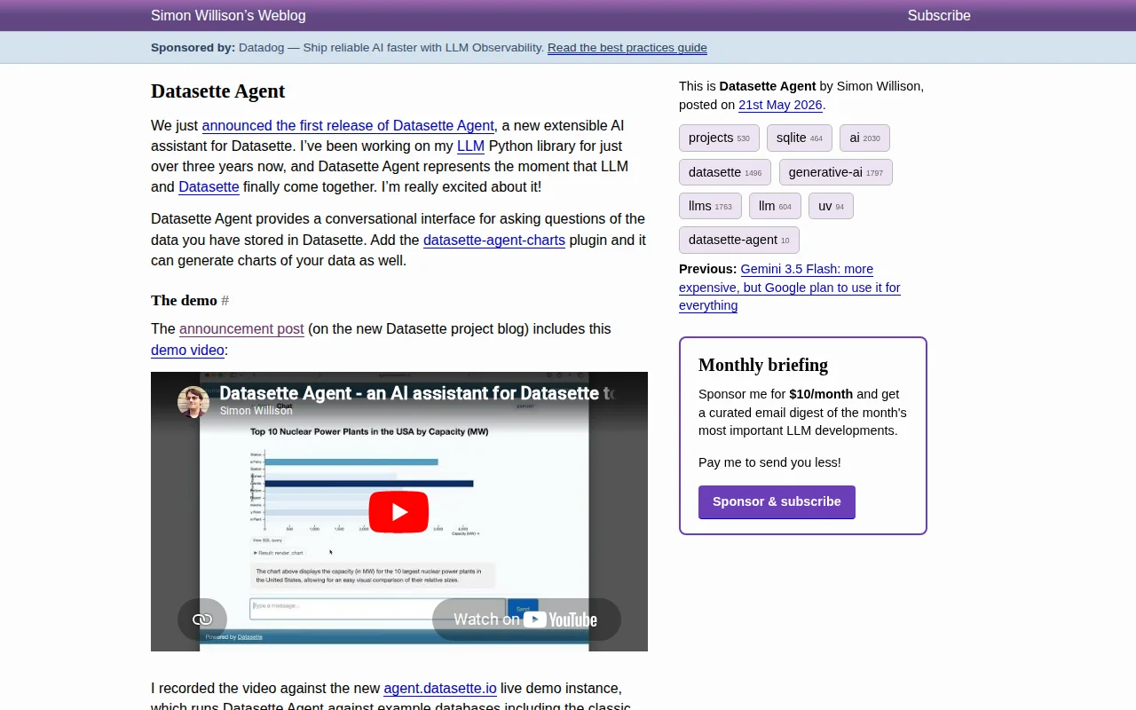 Datasette Agent