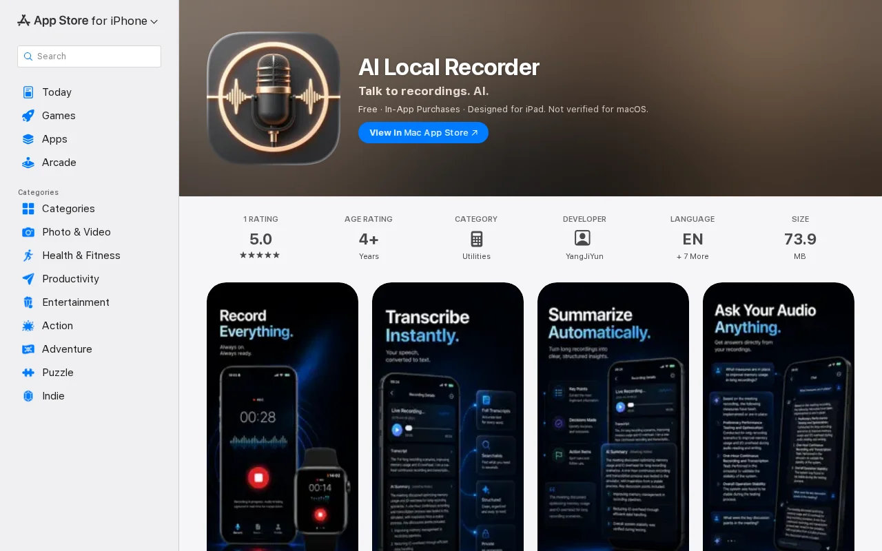 AI Local Recorder – offline voice recorder with AI transcription