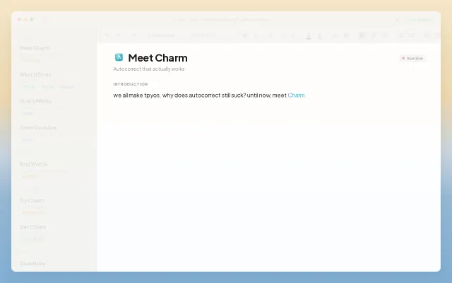 Charm – on-device spelling, grammar, and prediction for macOS