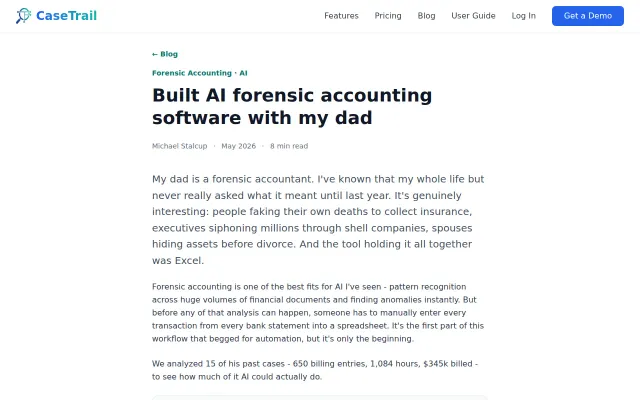 My dad is a forensic accountant. I automated ~62% of his job