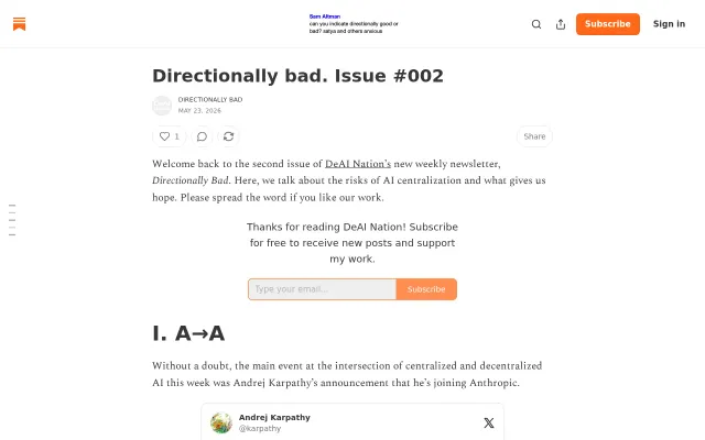 Directionally bad – a newsletter about risks of AI centralization